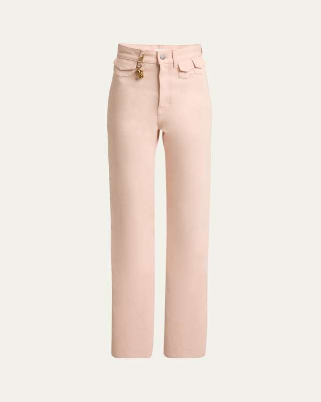 High Rise Flared Jeans, Pink